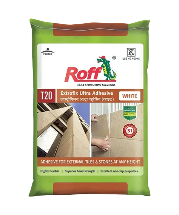 Roff T20 Extrofix Ultra Tile Adhesive, White, 20 Kg Bag