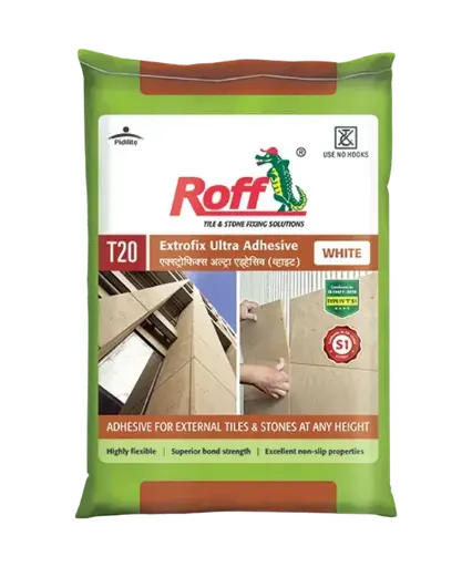 Roff T20 Extrofix Ultra Tile Adhesive, White, 20 Kg Bag